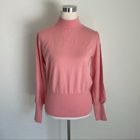 Skies Are Blue Cutout Pink Rose Sweater Retro Mock Neck Medium StitchFix - Picture 2 of 14